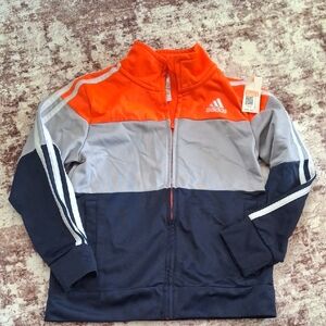 Adidas Tri-Color Track Jacket in Orange, Gray, and Navy